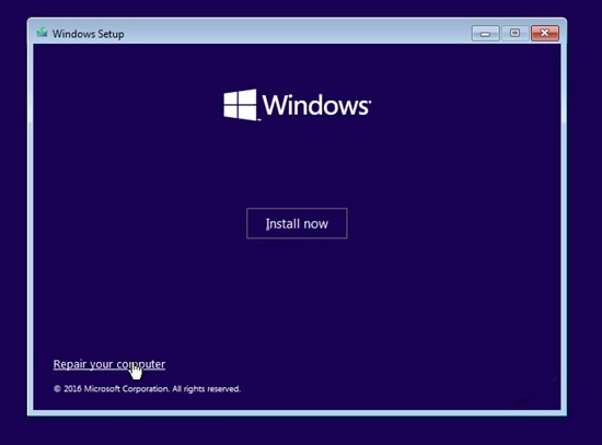 pick repair your computer option