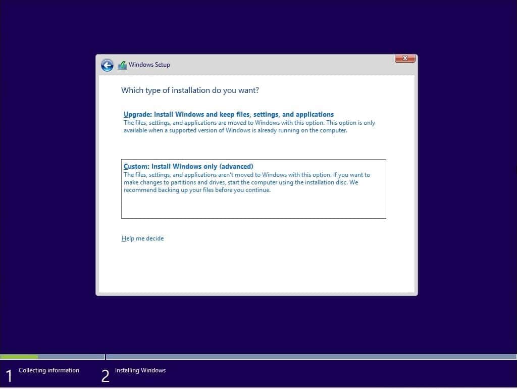 windows custom installation