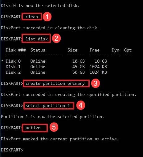 diskpart commands