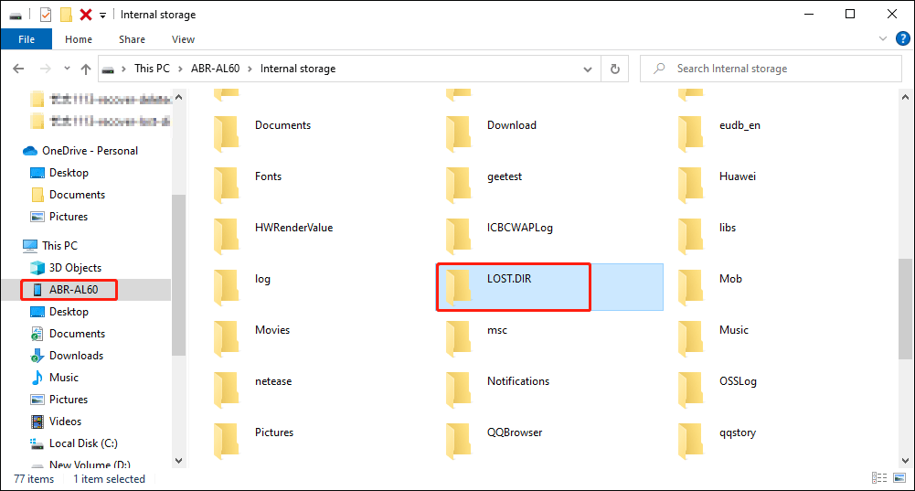 check lost dir folder