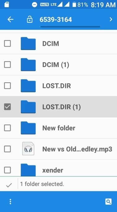 lost dir folder android phone