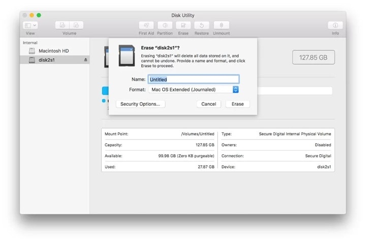 use diskutil command mac