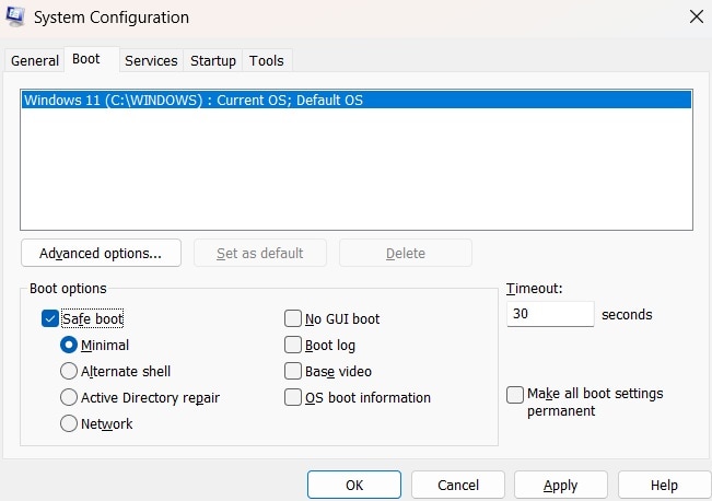 enable safe boot option