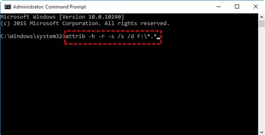 attrib command to unhide folder