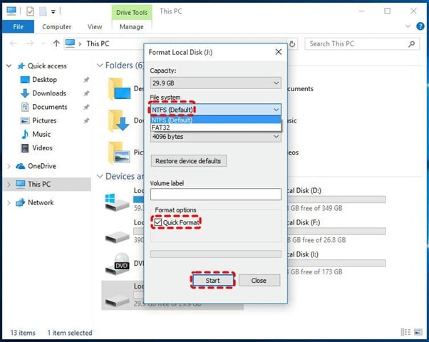 format sd card