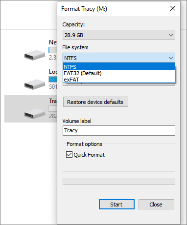 format sd card