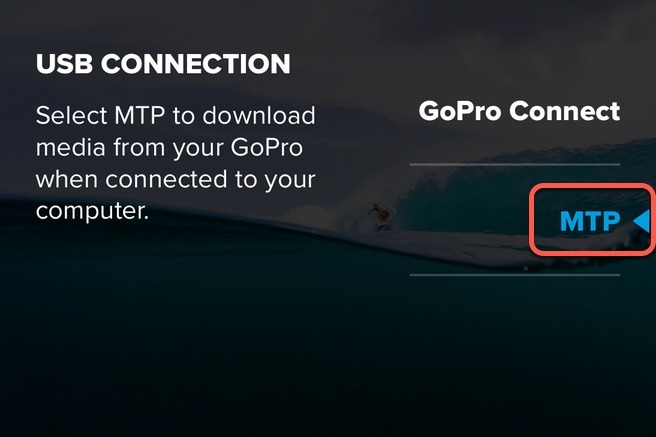 gopro camera usb connection mode