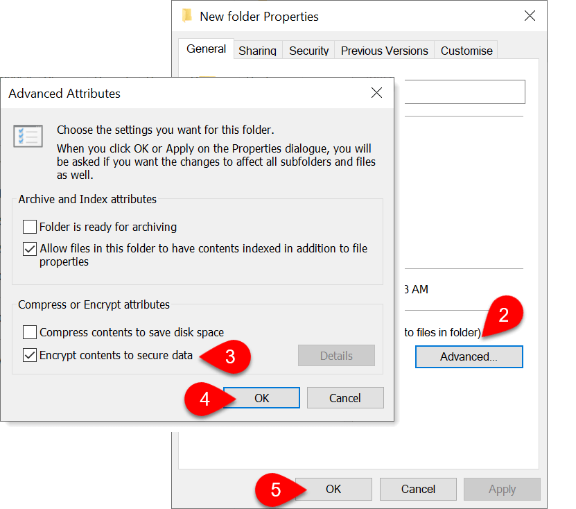 encrypted file properties