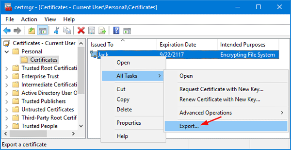 windows certificate manager