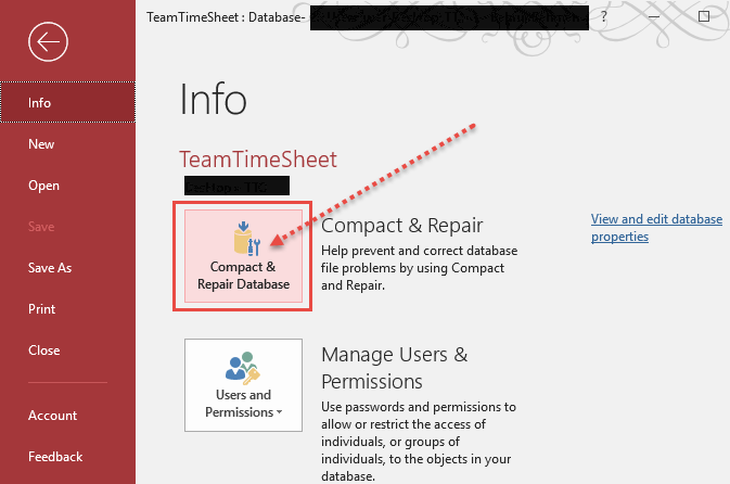 microsoft access compact and repair database