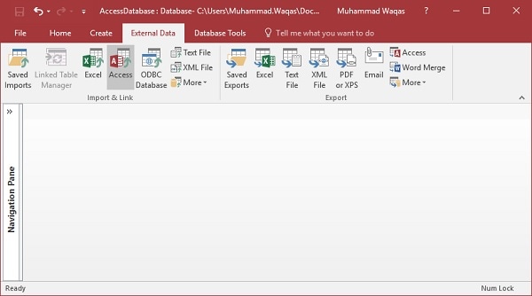 microsoft access external data
