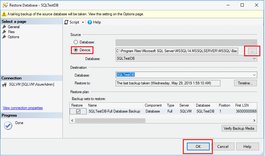 ms sql select device database