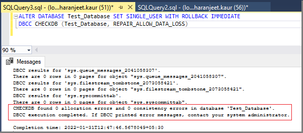 ms sql recover in emergency mode