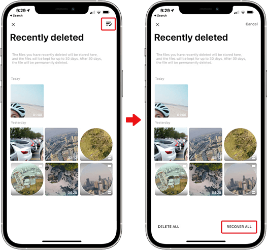 insta 360 recently deleted