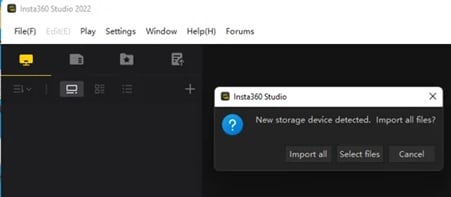 insta 360 studio import files