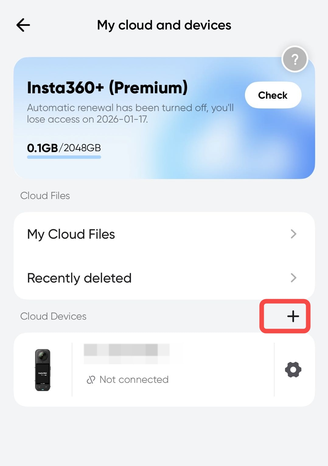 insta360 cloud account