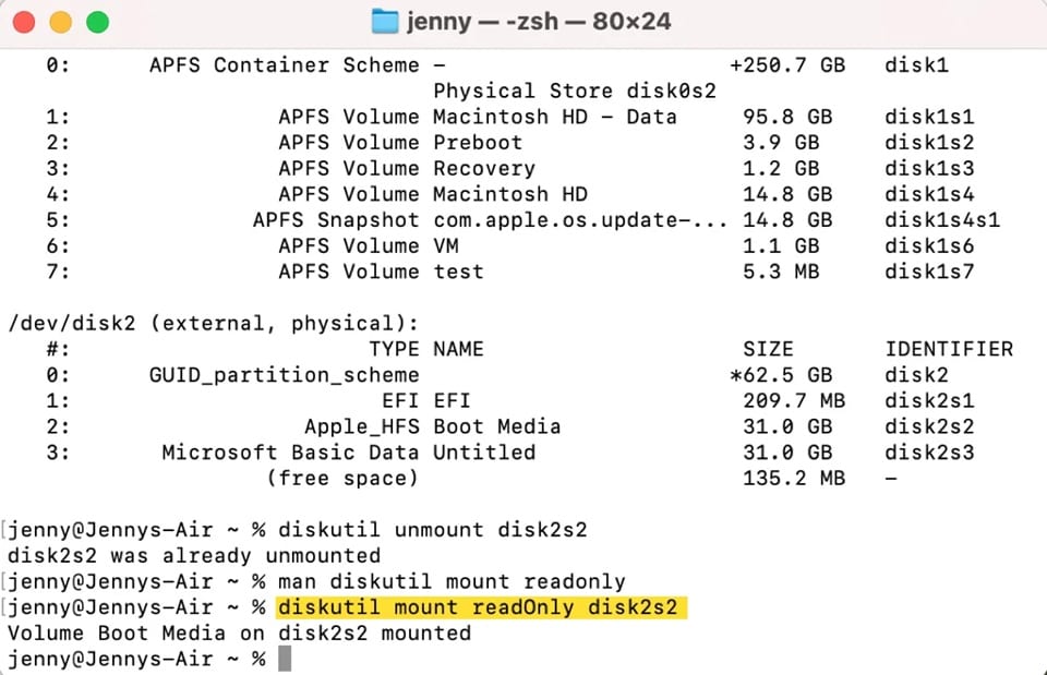 mac use terminal to mount disk
