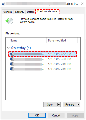 dropbox restore previous versions