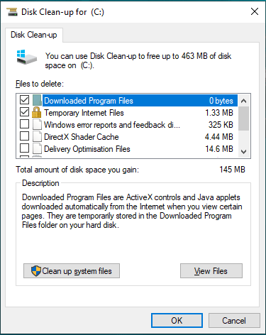 use disk cleanup tool