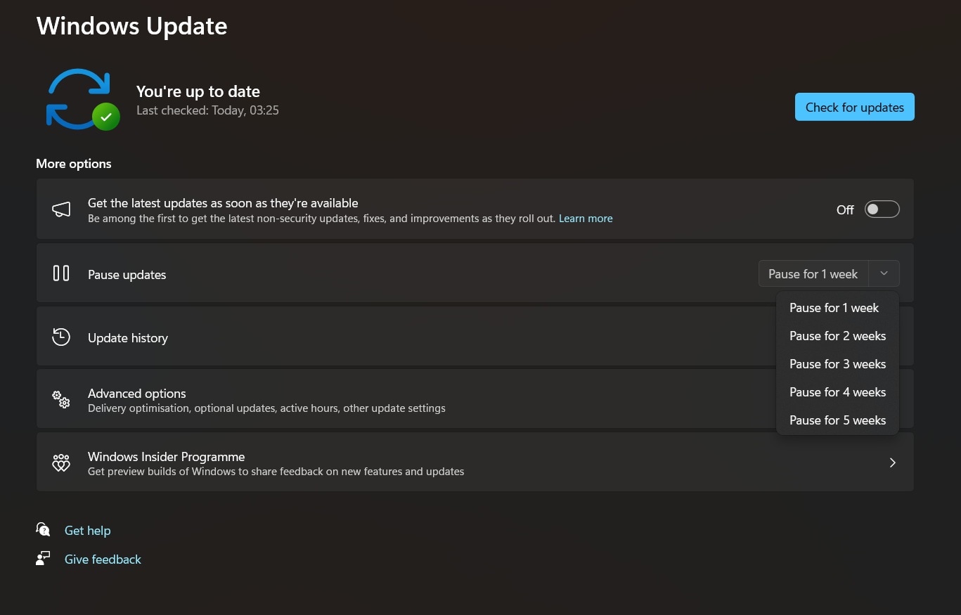 pause windows update