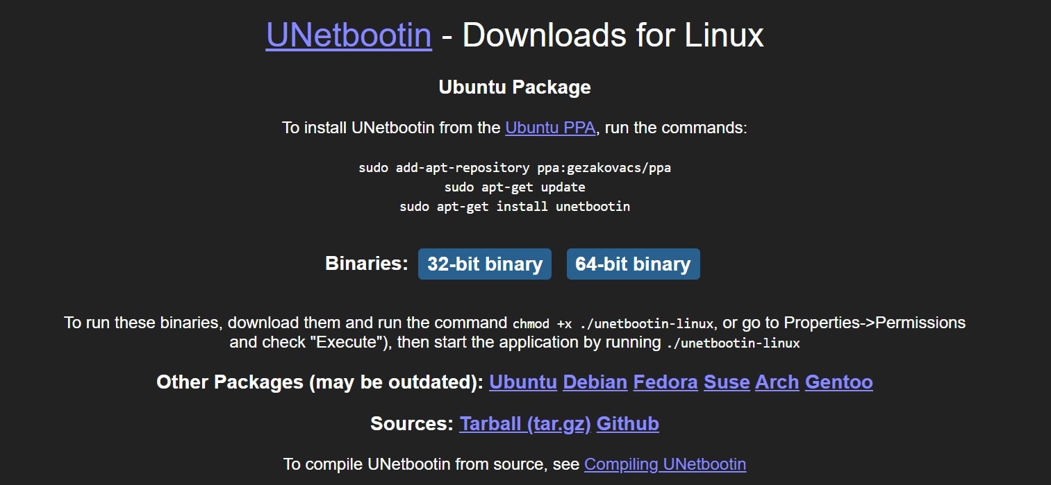 unetbootin for linux