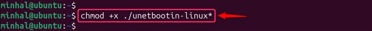 unetbootin use chmod command