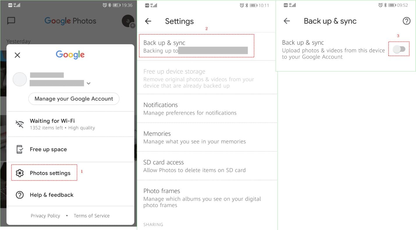 turn off backup sync