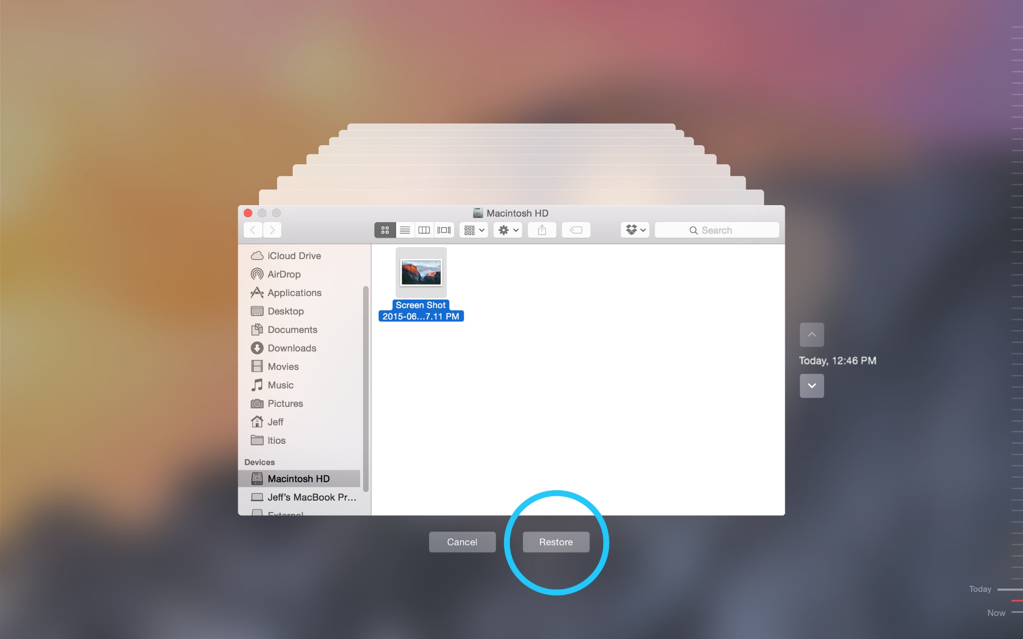 restore photos from time machine mac