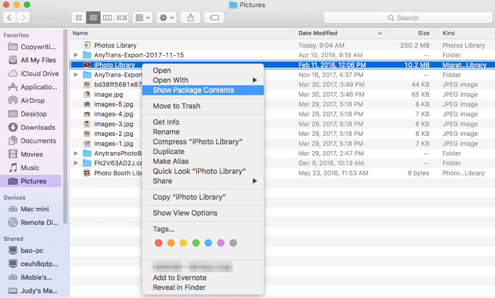restore photos from mac finder