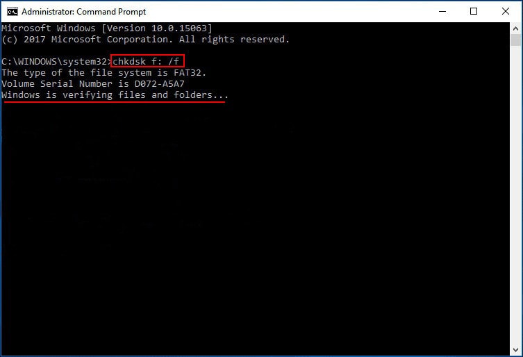 run chkdsk command