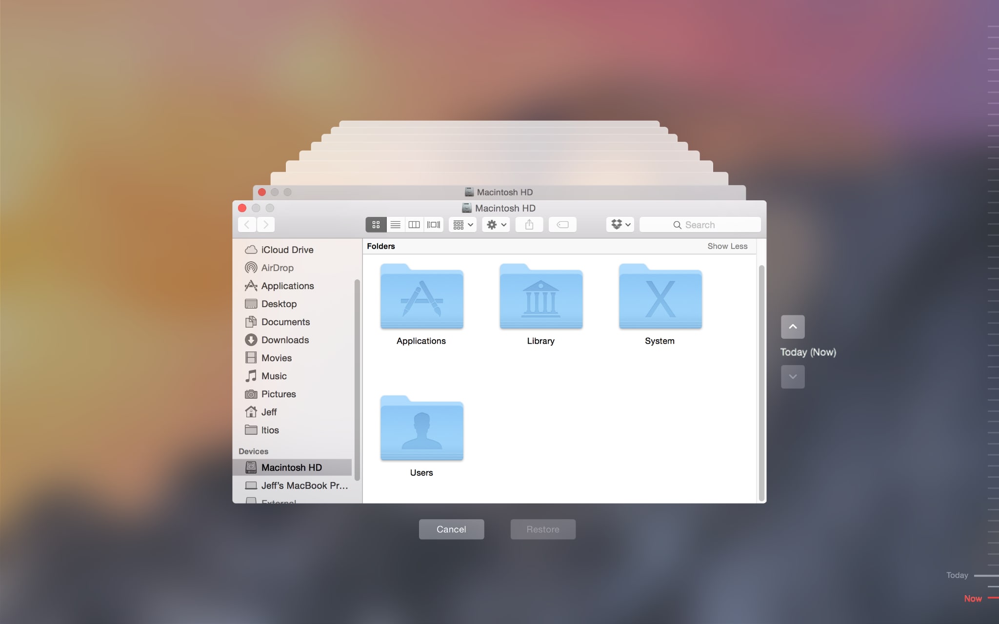restore from time machine mac
