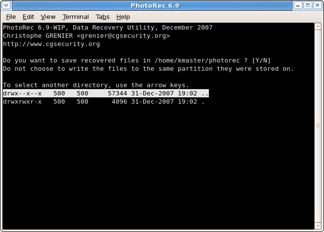 photorec command line recovery tool