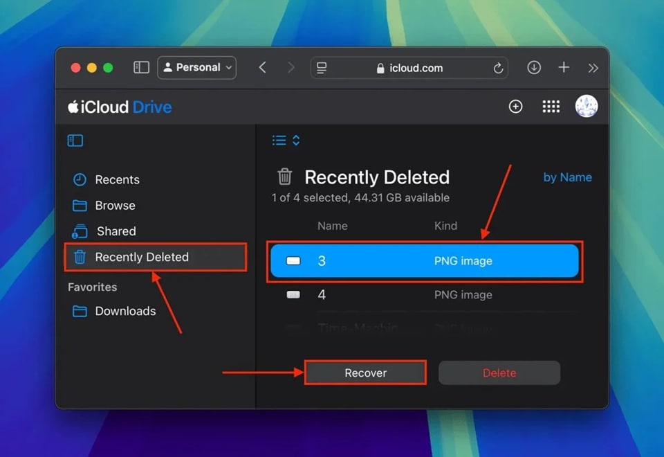 recover from icloud online