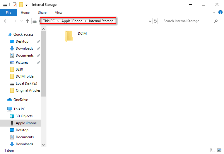 browse the dcim folder