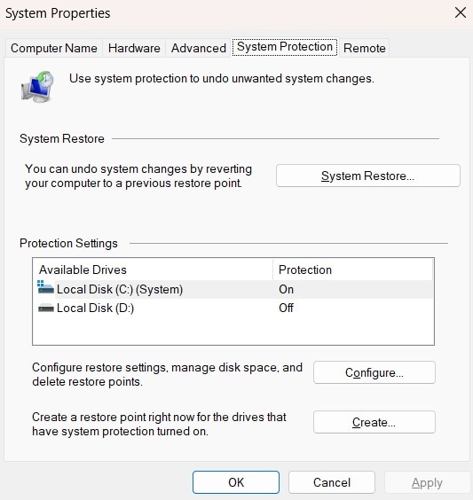 windows system restore
