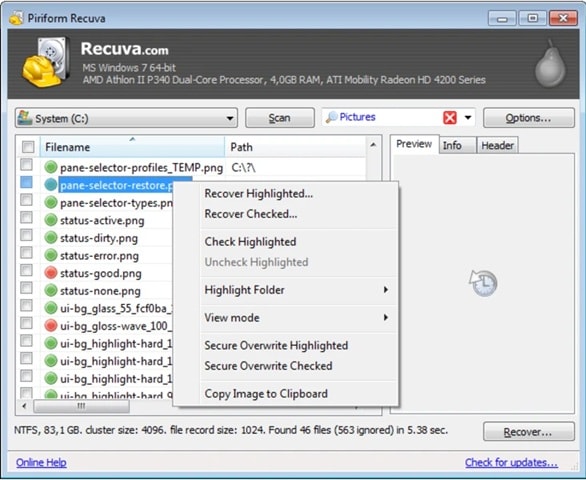 piriform recuva recovery tool