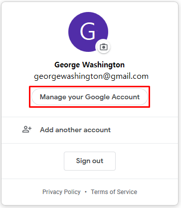 gmail manage your google account