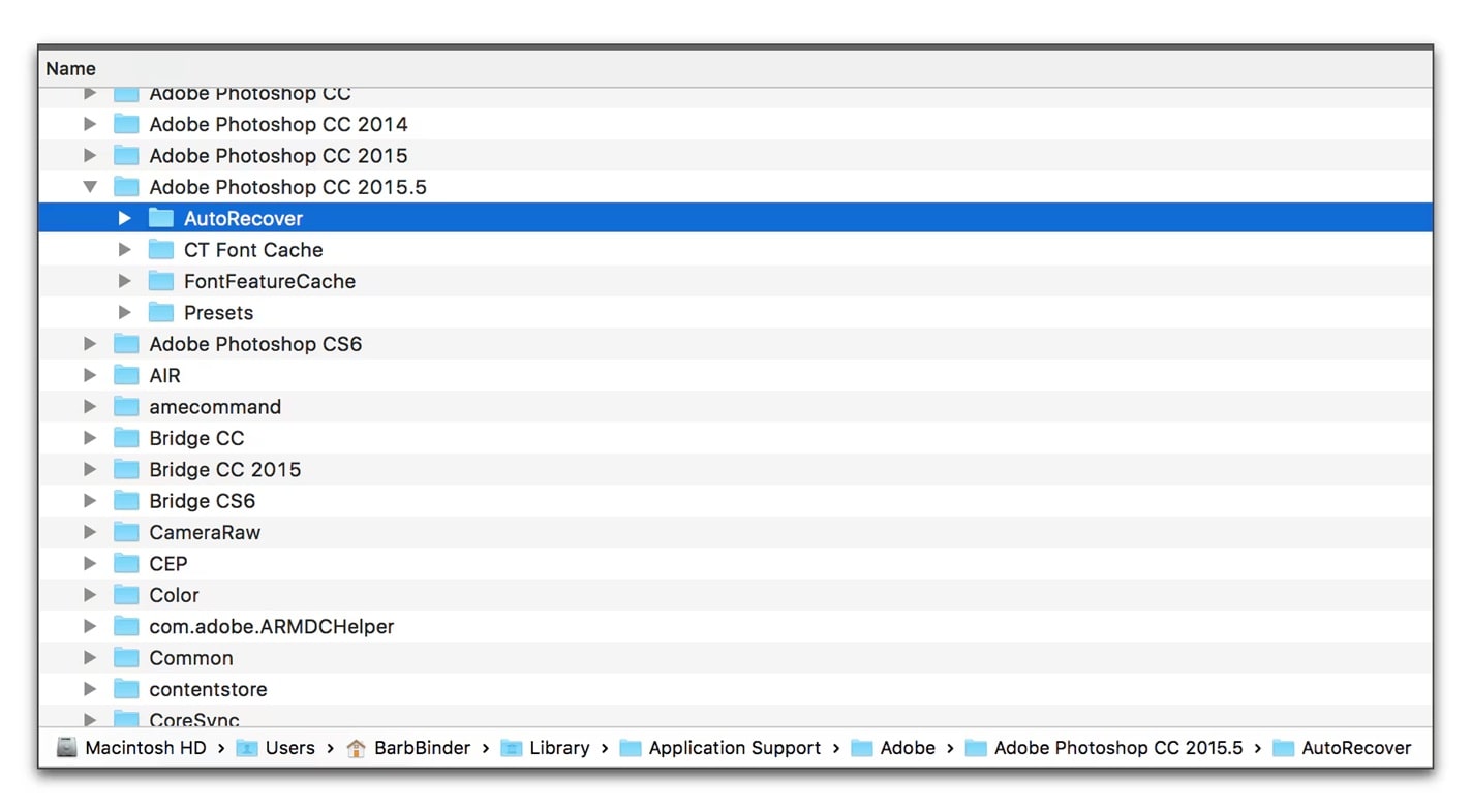 photoshop auto recover folder mac