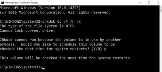 run chkdsk command