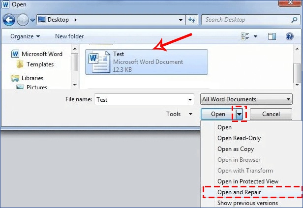 use open and repair utility word