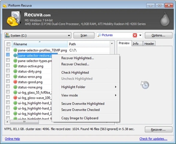 recuva data recovery windows