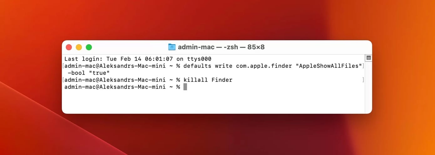 view hidden files mac terminal