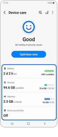 samsung get help device care