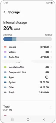 check storage in device care