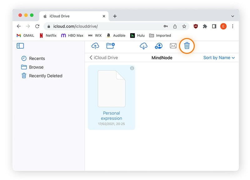 delete files from icloud drive