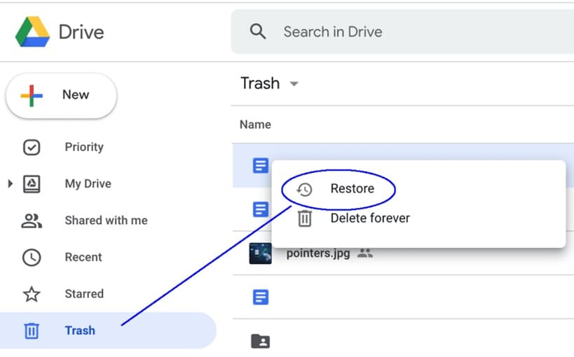 restore files from cloud storage