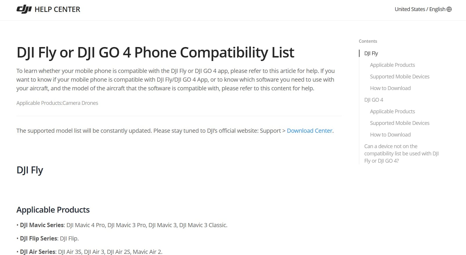 drone compatibility list