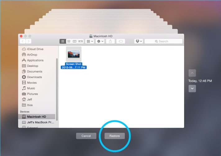 restore using time machine mac backup