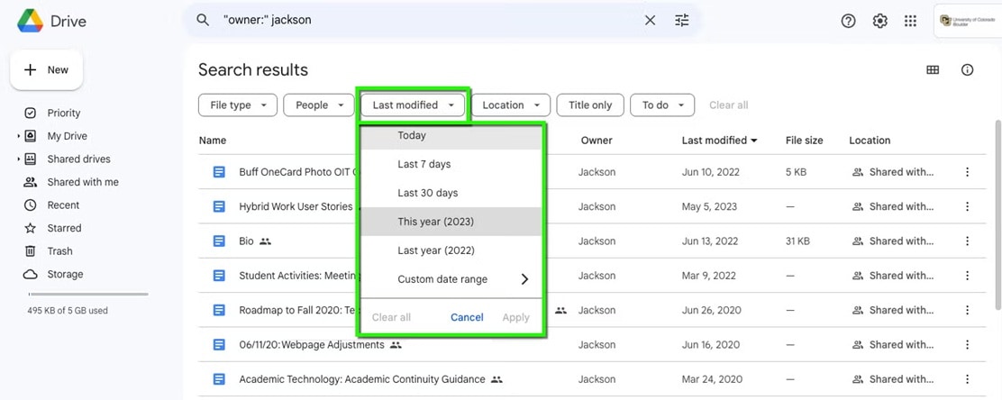 restore deleted videos using search filters
