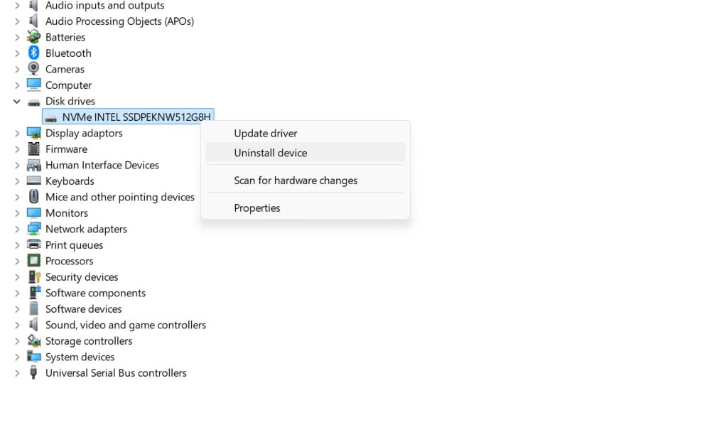 uninstall disk drivers